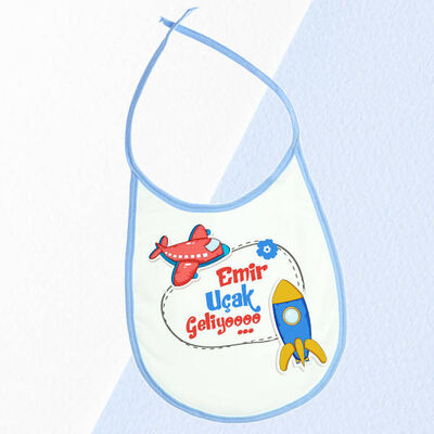 Erkek Bebeklere Uçaklı Mama Önlüğü - 1