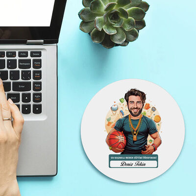 Erkek Beden Eğitimi Öğretmeni Temalı Karikatürlü Mousepad - 1