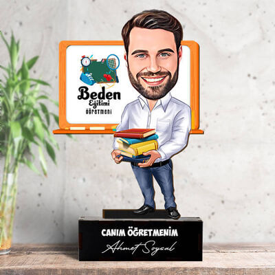Erkek Beden Eğitimi Öğretmenlerine Hediye Karikatürlü Biblo - 1