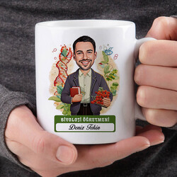Erkek Biyoloji Öğretmeni Karikatürlü Bardak - 2