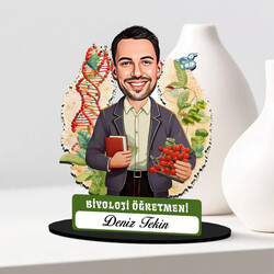 Erkek Biyoloji Öğretmeni Karikatürlü Biblo