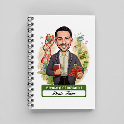 Erkek Biyoloji Öğretmeni Karikatürlü Defter - 1