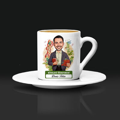 Erkek Biyoloji Öğretmeni Karikatürlü Kahve Fincanı - 1