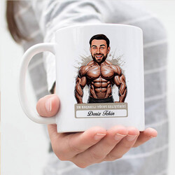 Erkek Bodybuilder Karikatürlü ve İsimli Kupa Bardak - 3