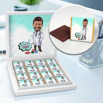 Erkek Çocuk Doktoru Karikatürlü Çikolata Kutusu - 1