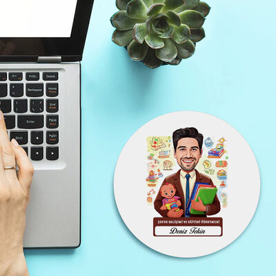 Erkek Çocuk Gelişimi Öğretmeni Temalı Karikatürlü Mousepad - 1