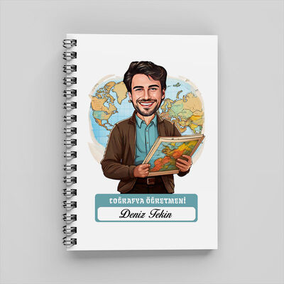 Erkek Coğrafya Öğretmeni Karikatürlü Defter - 1