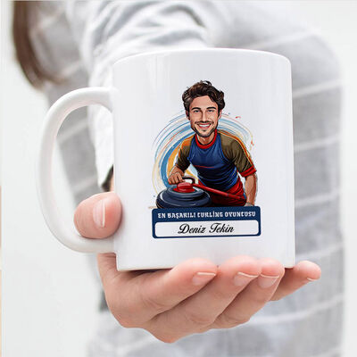 Erkek Curling Karikatürlü ve İsimli Kupa Bardak - 3