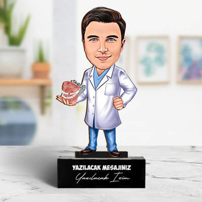 Erkek Diş Hekimi Karikatürlü Biblo - 1
