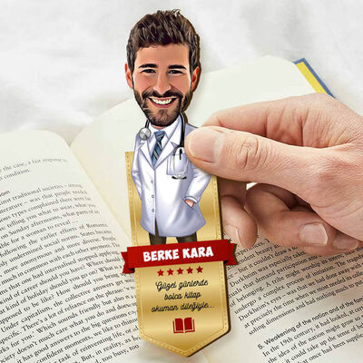 Erkek Doktor Karikatürlü Kitap Okuma Ayracı - 4