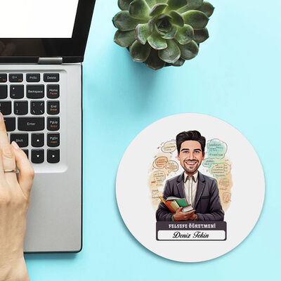 Erkek Felsefe Öğretmeni Temalı Karikatürlü Mousepad - 1