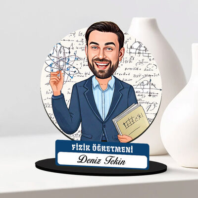 Erkek Fizik Öğretmeni Karikatürlü Biblo - 1