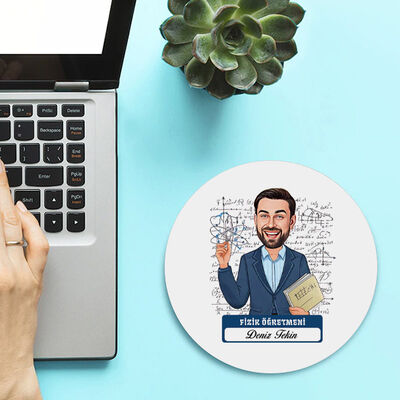 Erkek Fizik Öğretmeni Temalı Karikatürlü Mousepad - 1