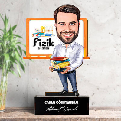 Erkek Fizik Öğretmenlerine Hediye Karikatürlü Biblo - 1