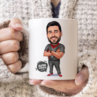Erkek Hakem Karikatürlü Bardak - 1