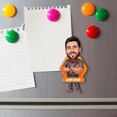 Erkek Hakem Karikatürlü Buzdolabı Magneti - 1