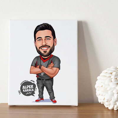 Erkek Hakem Karikatürlü Tablo - 1