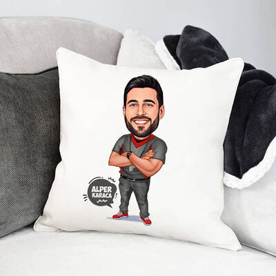 Erkek Hakem Karikatürlü Yastık - 1