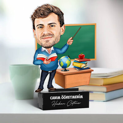 Erkek Hocaya Hediye Karikatürlü Biblo - 3