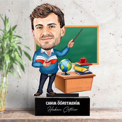 Erkek Hocaya Hediye Karikatürlü Biblo - 5