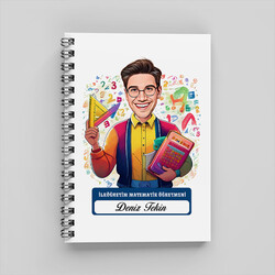 Erkek İlköğretim Matematik Öğretmeni Karikatürlü Defter