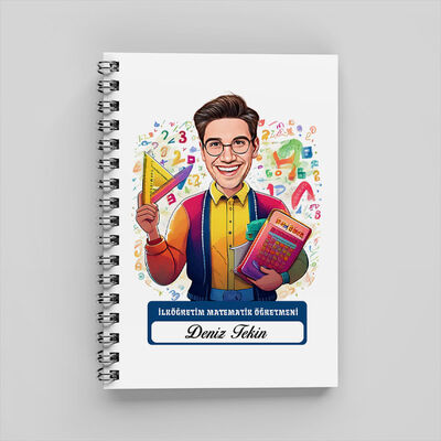 Erkek İlköğretim Matematik Öğretmeni Karikatürlü Defter - 1