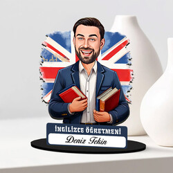 Erkek İngilizce Öğretmeni Karikatürlü Biblo