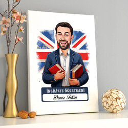 Erkek İngilizce Öğretmeni Karikatürlü Tablo
