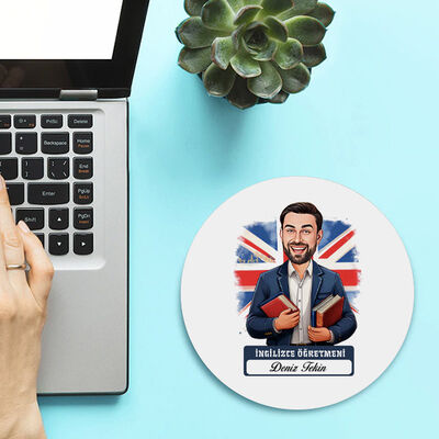 Erkek İngilizce Öğretmeni Temalı Karikatürlü Mousepad - 1