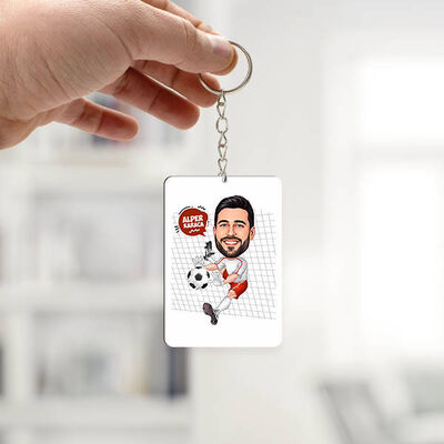 Erkek Kaleci Karikatürlü Anahtarlık - 1