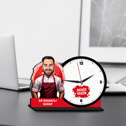 Erkek Kasap Karikatürlü MDF Masa Saati