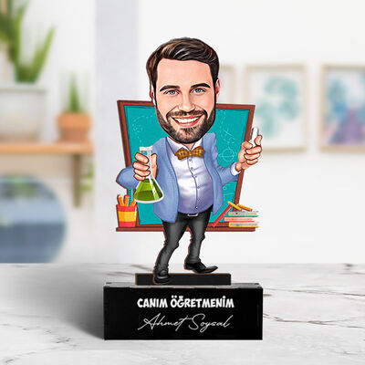 Erkek Kimya Hocası Karikatürlü Biblo - 1