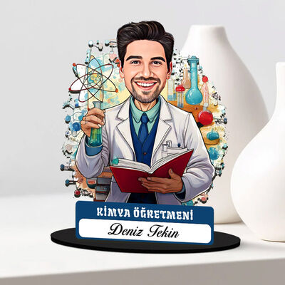 Erkek Kimya Öğretmeni Karikatürlü Biblo - 1