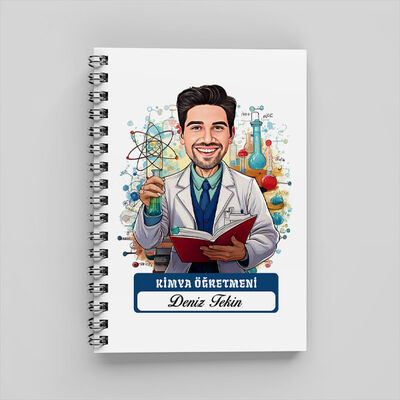 Erkek Kimya Öğretmeni Karikatürlü Defter - 1