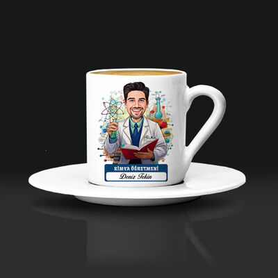 Erkek Kimya Öğretmeni Karikatürlü Kahve Fincanı - 1