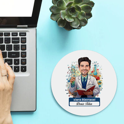 Erkek Kimya Öğretmeni Temalı Karikatürlü Mousepad - 1