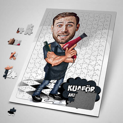 Erkek Kuaför Karikatürlü Puzzle - 1