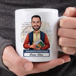 Erkek Matematik Öğretmeni Karikatürlü Bardak - 2