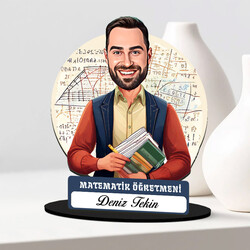 Erkek Matematik Öğretmeni Karikatürlü Biblo