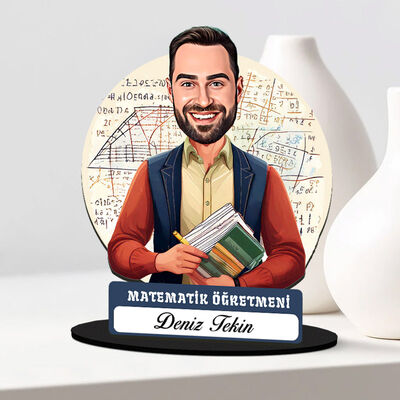 Erkek Matematik Öğretmeni Karikatürlü Biblo - 1