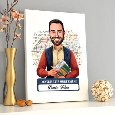 Erkek Matematik Öğretmeni Karikatürlü Tablo - 1