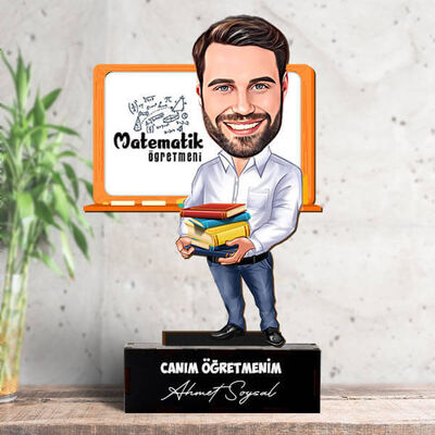 Erkek Matematik Öğretmenlerine Hediye Karikatürlü Biblo - 1