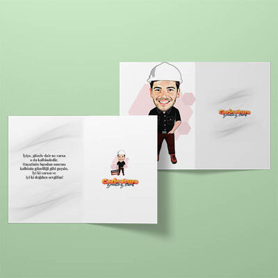 Erkek Mühendis Karikatürlü Tebrik Kartı - 2