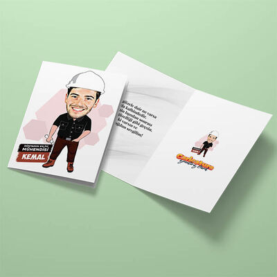 Erkek Mühendis Karikatürlü Tebrik Kartı - 3