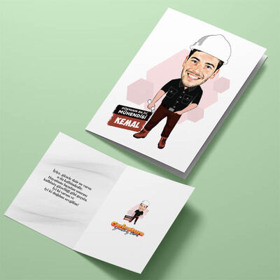 Erkek Mühendis Karikatürlü Tebrik Kartı - 4