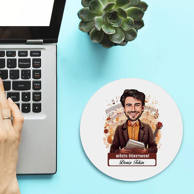 Erkek Müzik Öğretmeni Temalı Karikatürlü Mousepad - 1