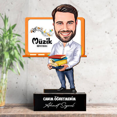 Erkek Müzik Öğretmenlerine Hediye Karikatürlü Biblo - 1