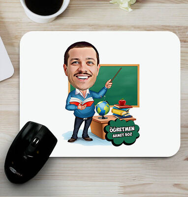 Erkek Öğretmen Karikatürlü Mouse Pad - 1