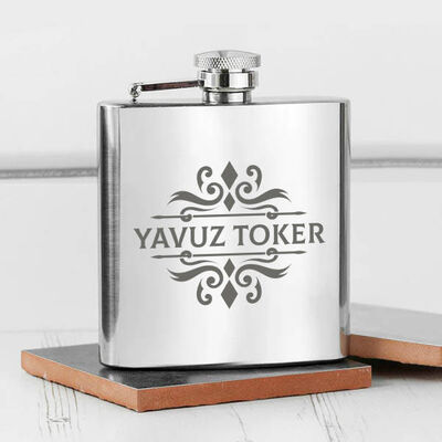 Erkek Sevgiliye Hediye Kanyak Matarası 6 Oz Gümüş - 1