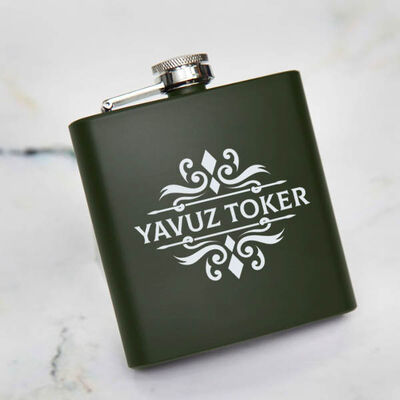Erkek Sevgiliye Hediye Kanyak Matarası 6 Oz Yeşil - 2